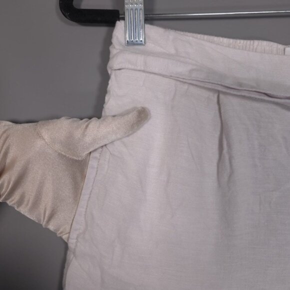 HALSTON 100 %‎ LINEN Women’s Shorts Coastal Tie Waist Pockets Light Beige LARGE - Picture 8 of 10